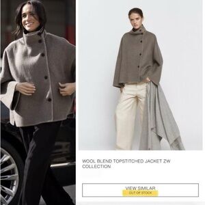 ZARA WOOL BLEND TOPSTITCHED JACKET ZW COLLECTION